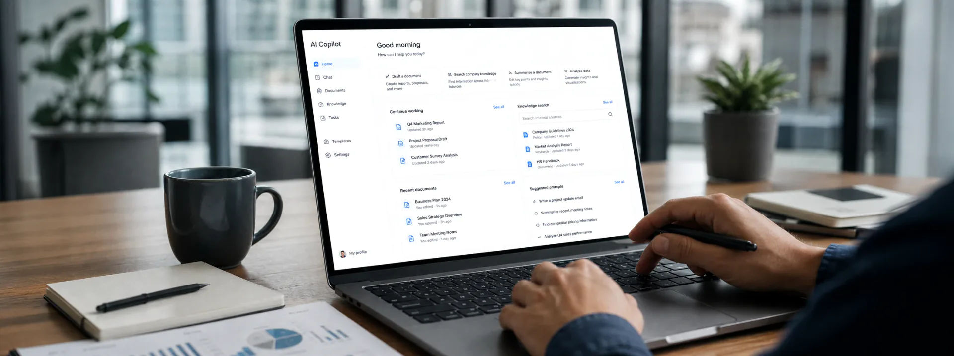 AI Work Copilot displayed on a laptop