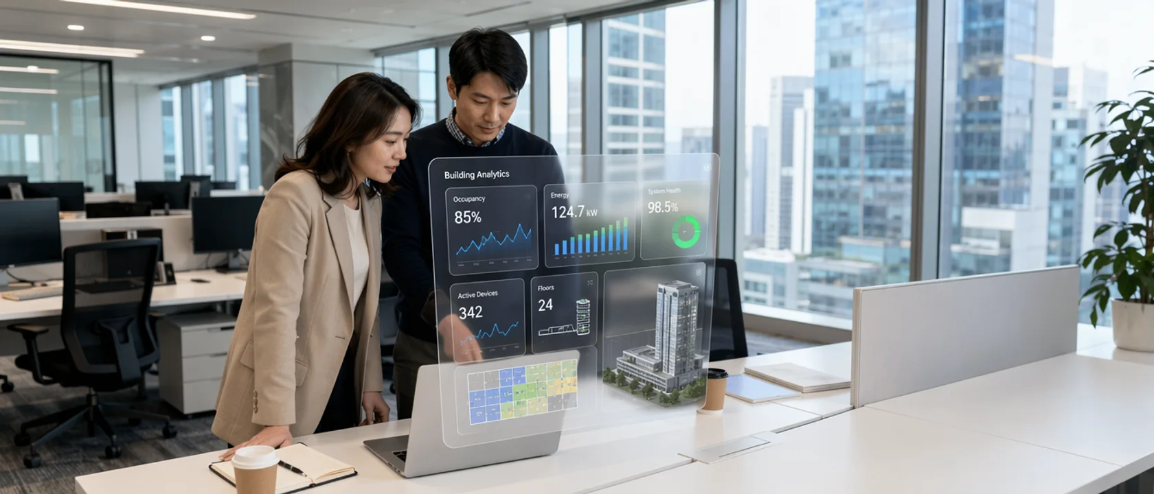 Transparent display analyzing operational data