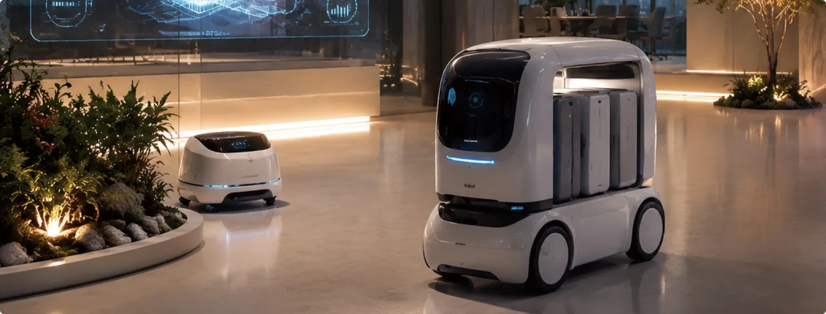 Commercial facility operated by autonomous mobile robots