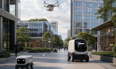 Robots and drones navigating urban spaces autonomously