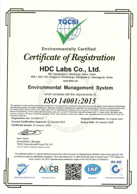 English ISO 14001 environmental management system certificate