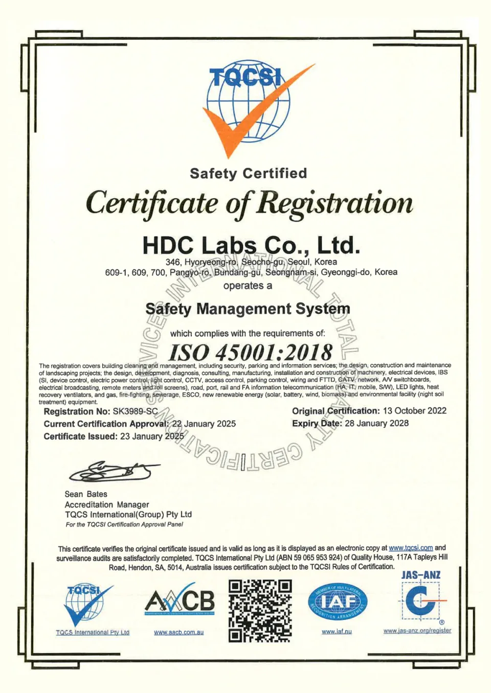 English ISO 45001 Certificate